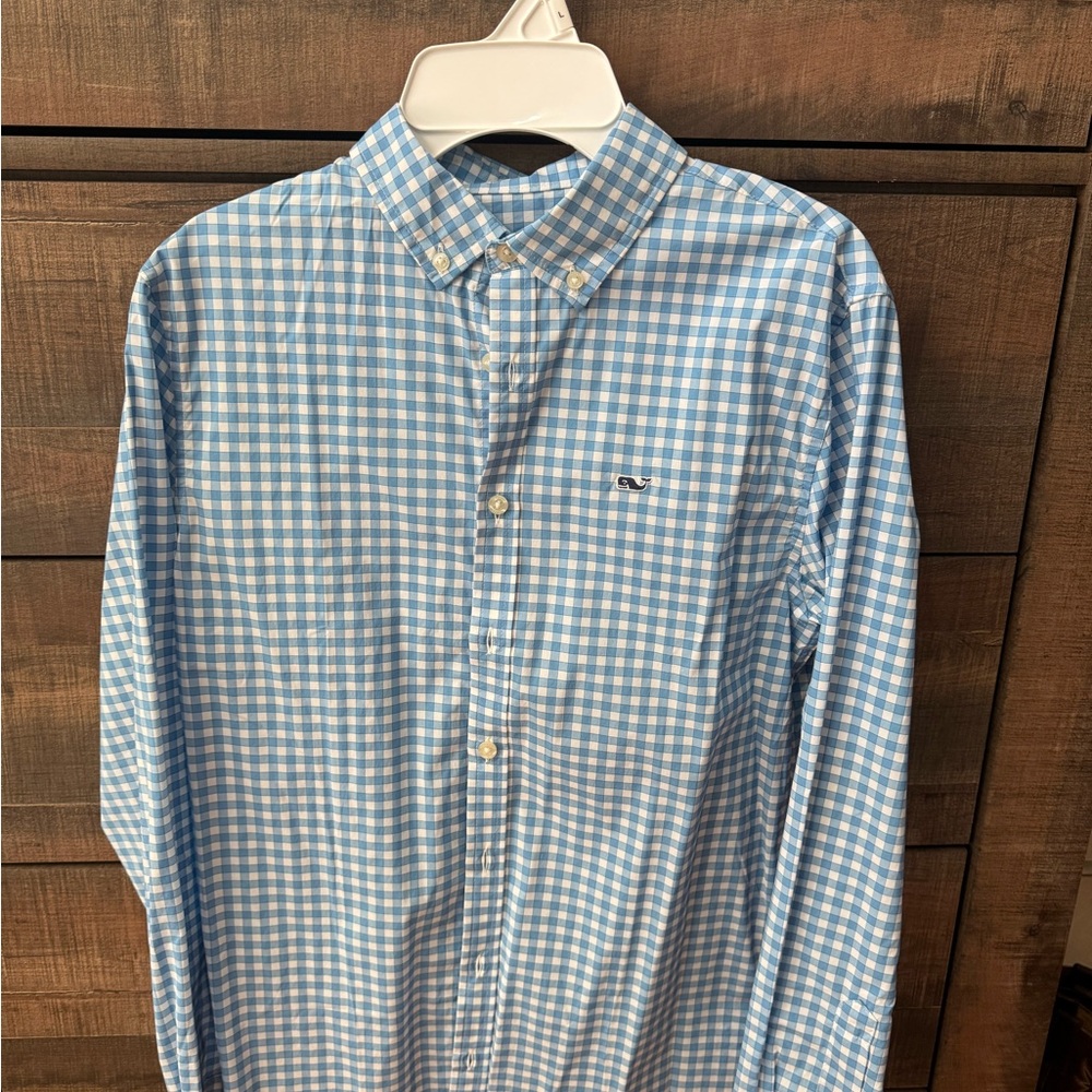 Vineyard Vines Light Blue Gingham Kids Shirt